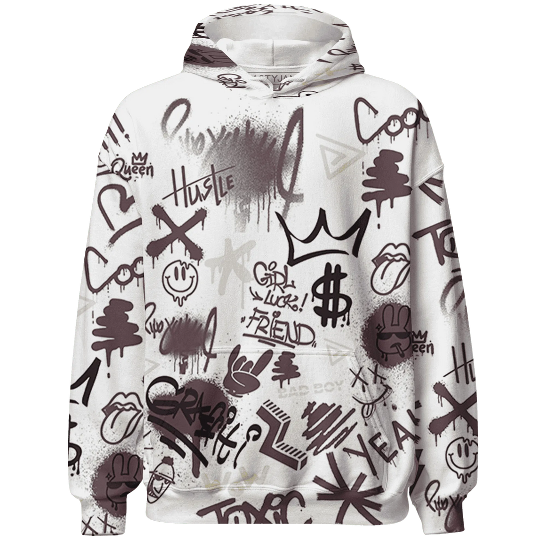 Burgundy-Crush-3s-Hoodie-Match-Graffiti-King-3D-Doodle-Style
