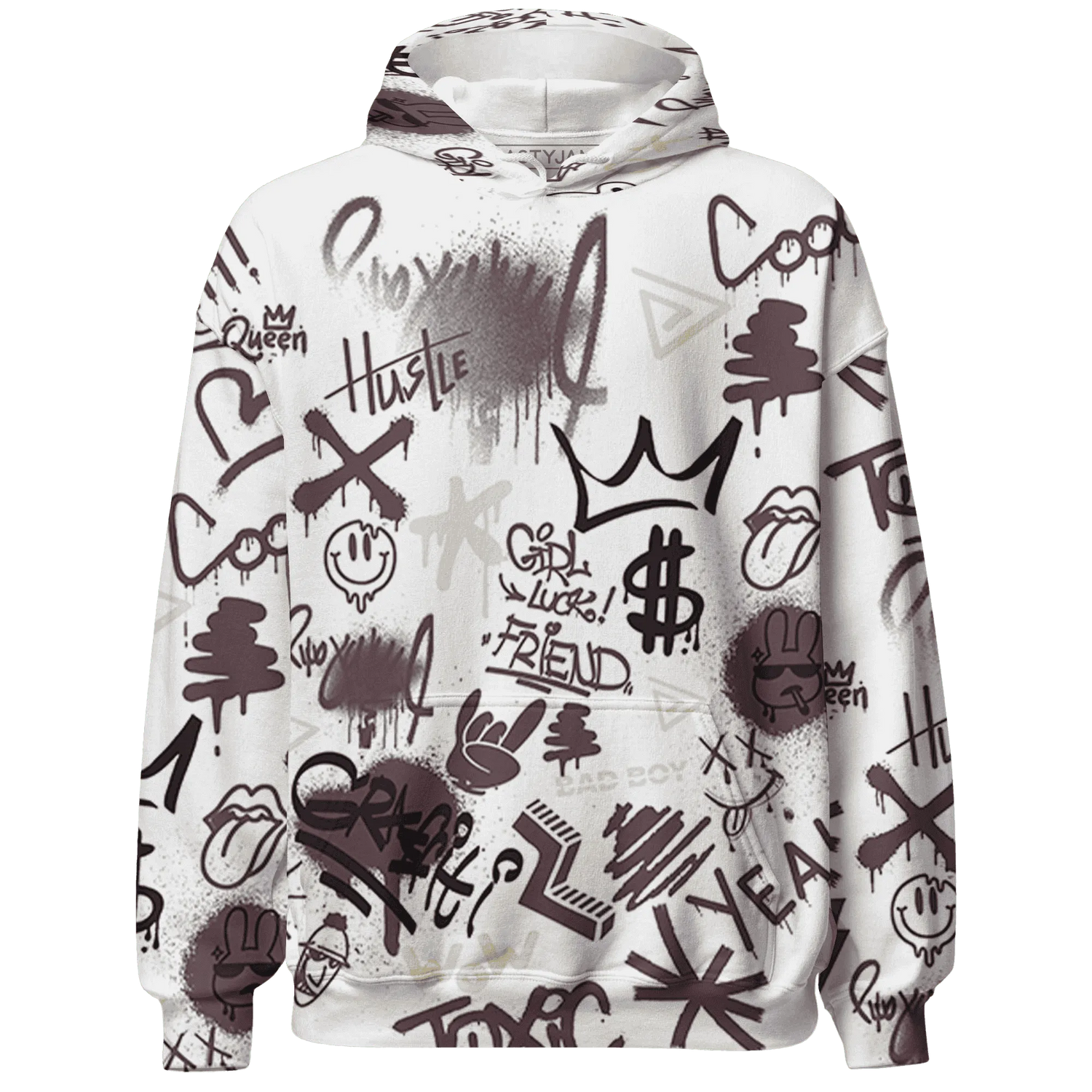 Burgundy-Crush-3s-Hoodie-Match-Graffiti-King-3D-Doodle-Style
