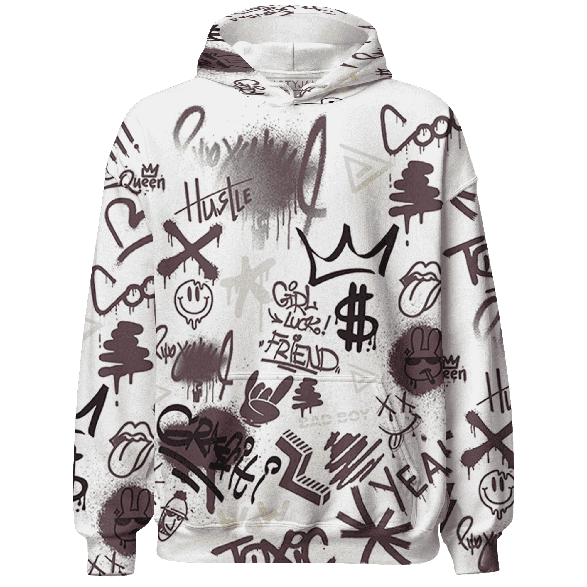 Burgundy-Crush-3s-Hoodie-Match-Graffiti-King-3D-Doodle-Style