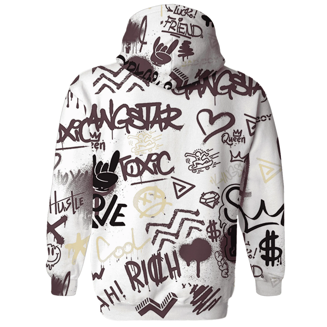 Burgundy-Crush-3s-Hoodie-Match-Graffiti-King-3D-Doodle-Style