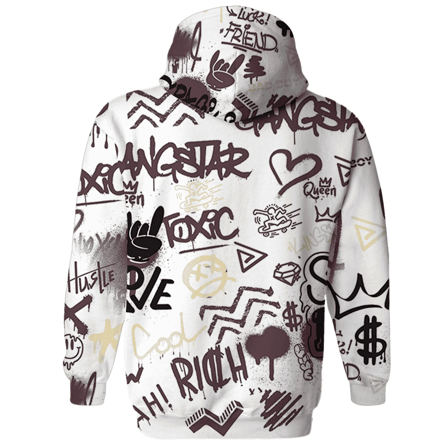 Burgundy-Crush-3s-Hoodie-Match-Graffiti-King-3D-Doodle-Style