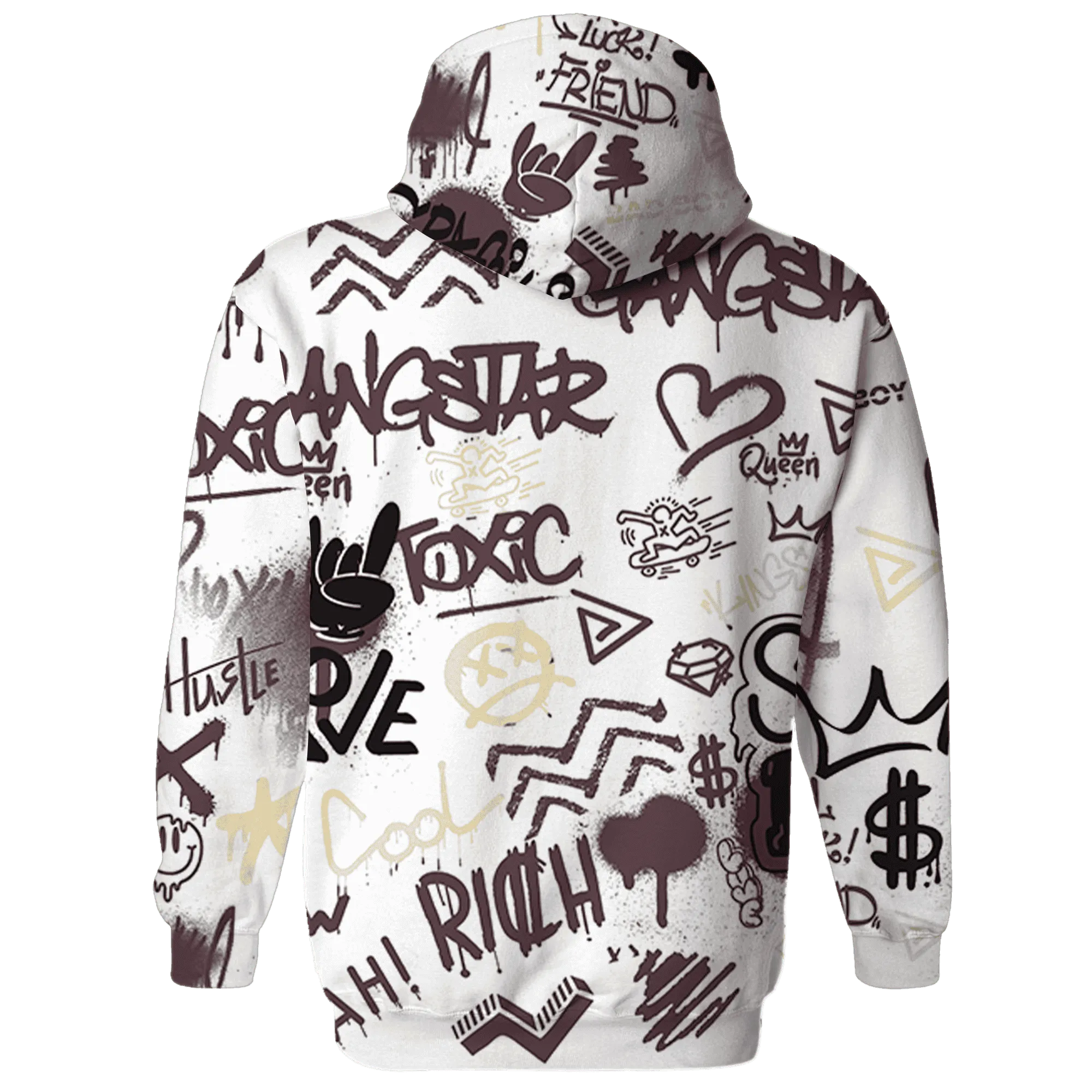 Burgundy-Crush-3s-Hoodie-Match-Graffiti-King-3D-Doodle-Style
