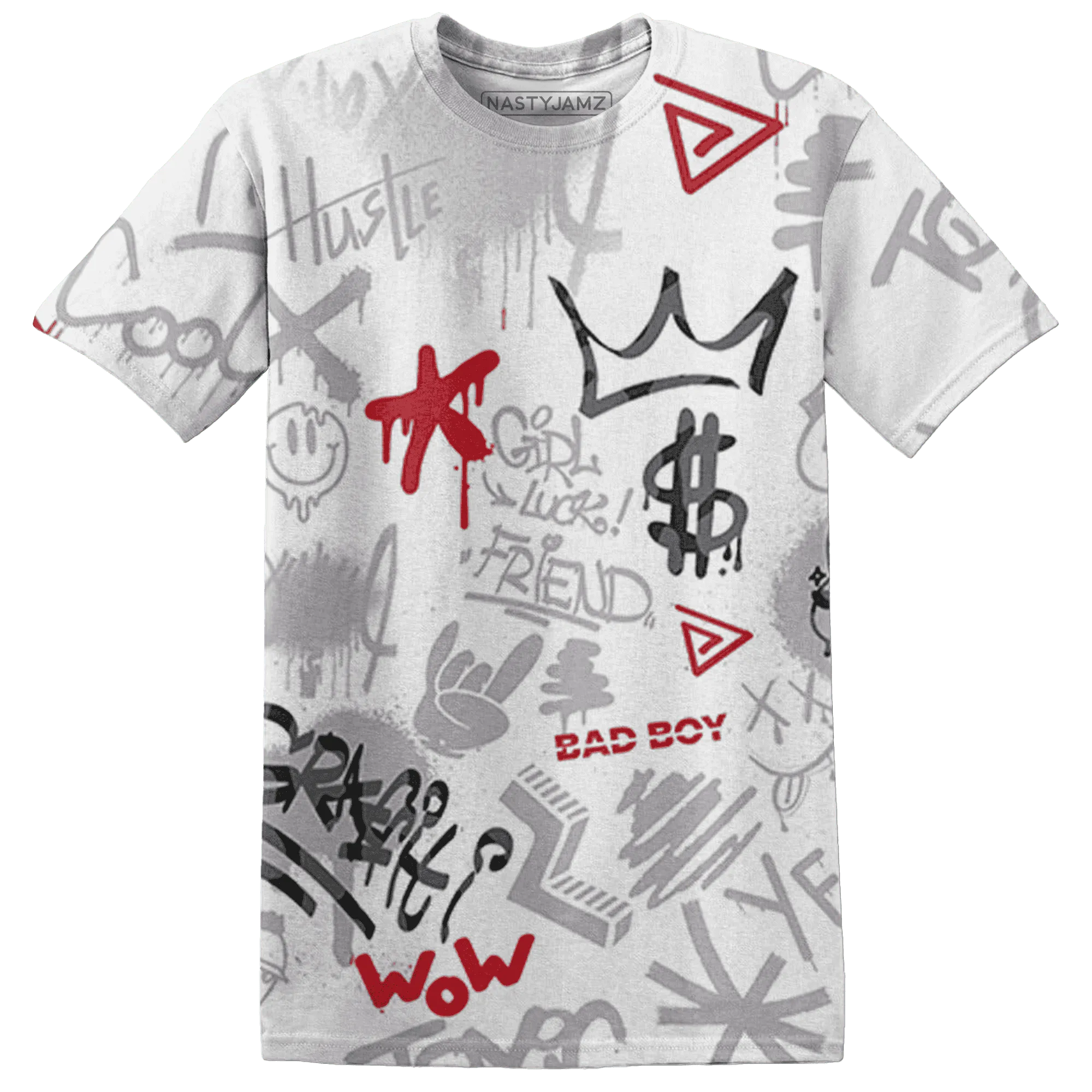 Cement-Grey-3s-T-Shirt-Match-Graffiti-King-3D-Doodle-Style