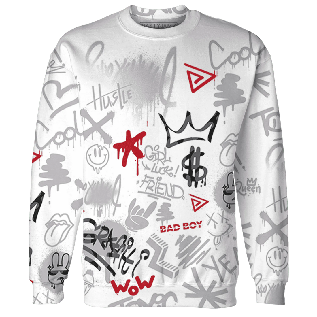 Cement-Grey-3s-Sweatshirt-Match-Graffiti-King-3D-Doodle-Style