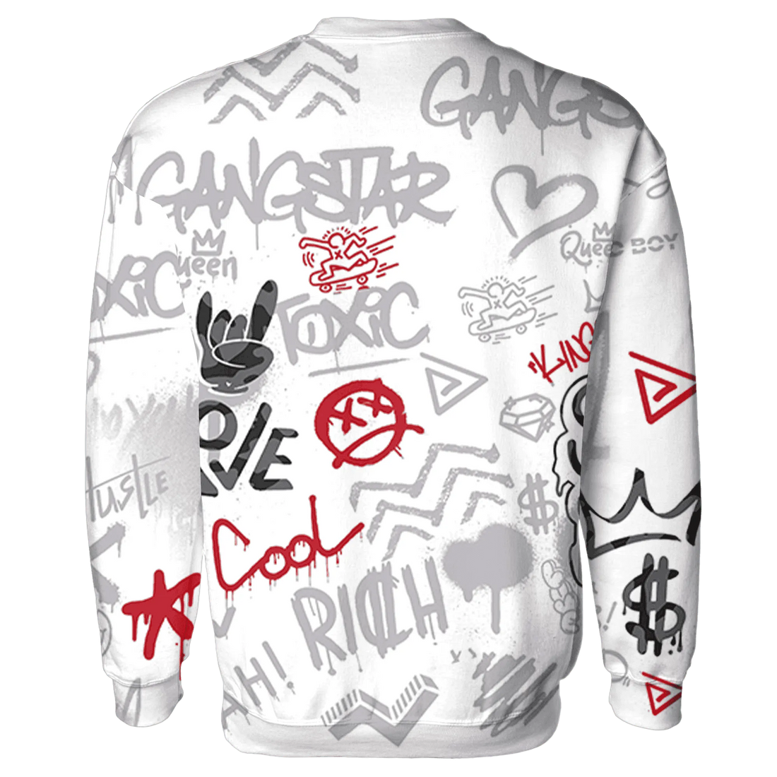 Cement-Grey-3s-Sweatshirt-Match-Graffiti-King-3D-Doodle-Style