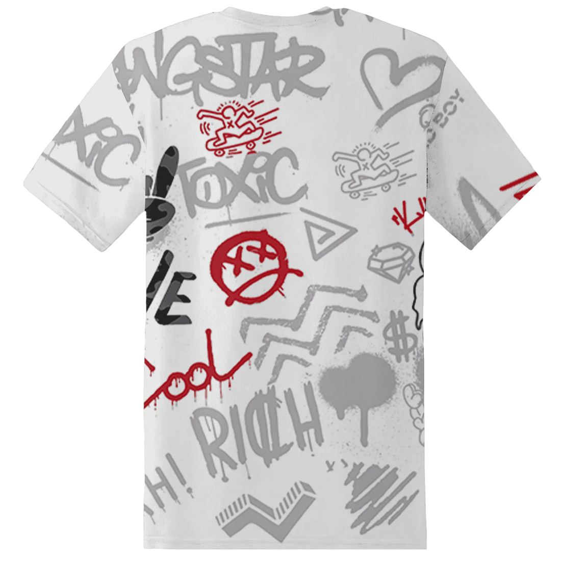 Cement-Grey-3s-T-Shirt-Match-Graffiti-King-3D-Doodle-Style