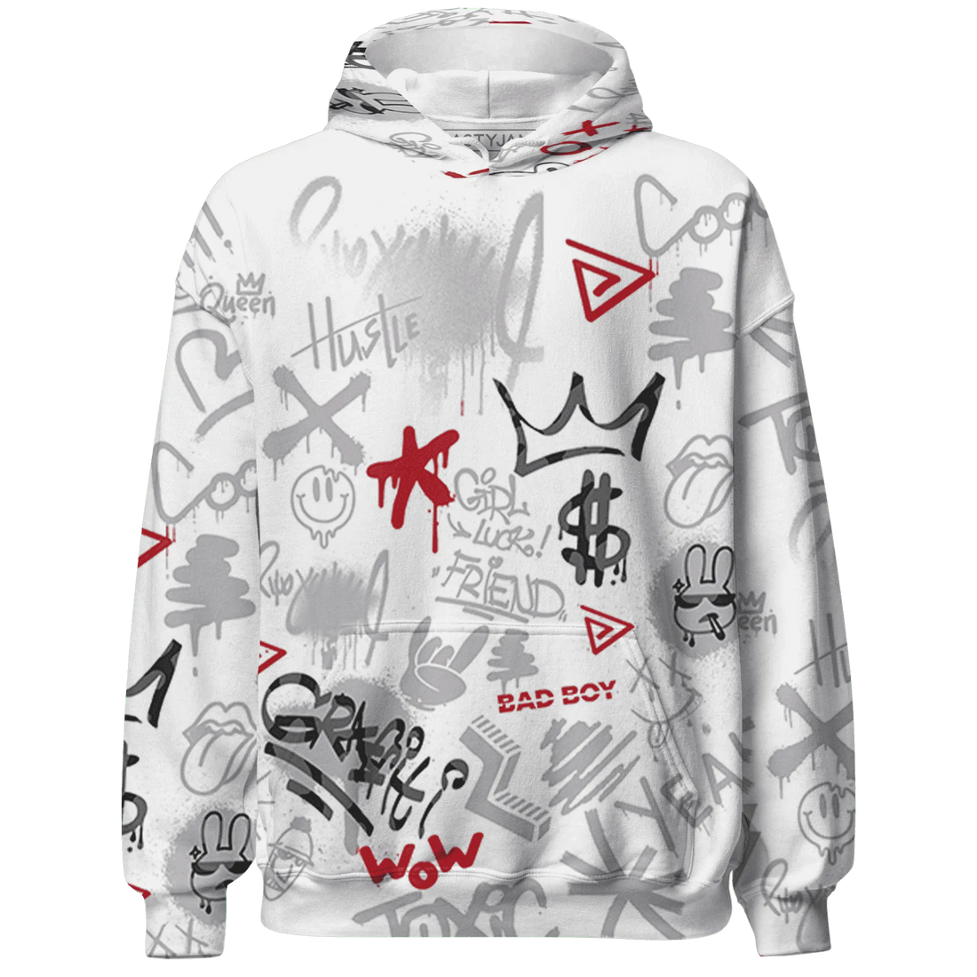 Cement-Grey-3s-Hoodie-Match-Graffiti-King-3D-Doodle-Style