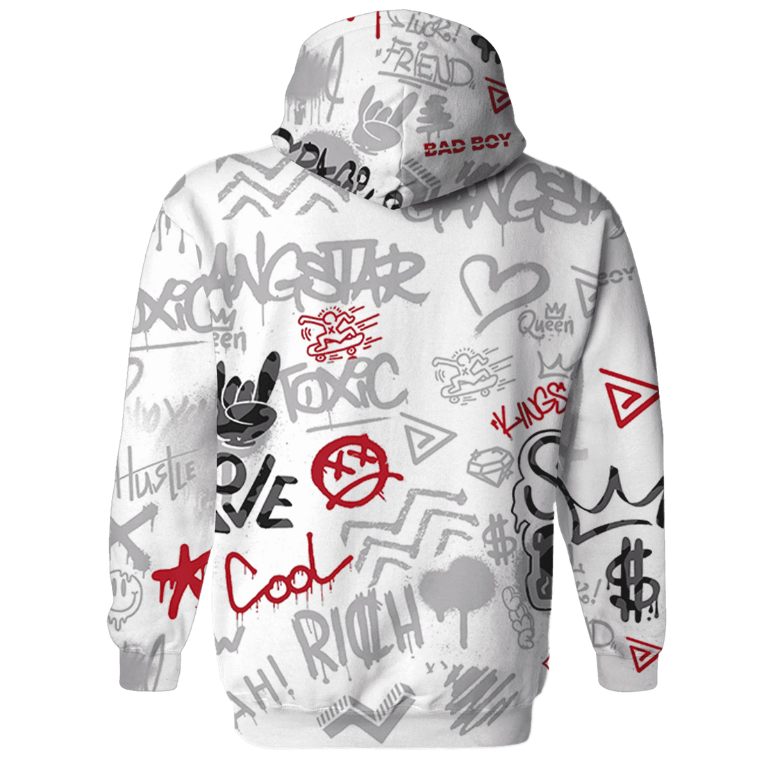 Cement-Grey-3s-Hoodie-Match-Graffiti-King-3D-Doodle-Style