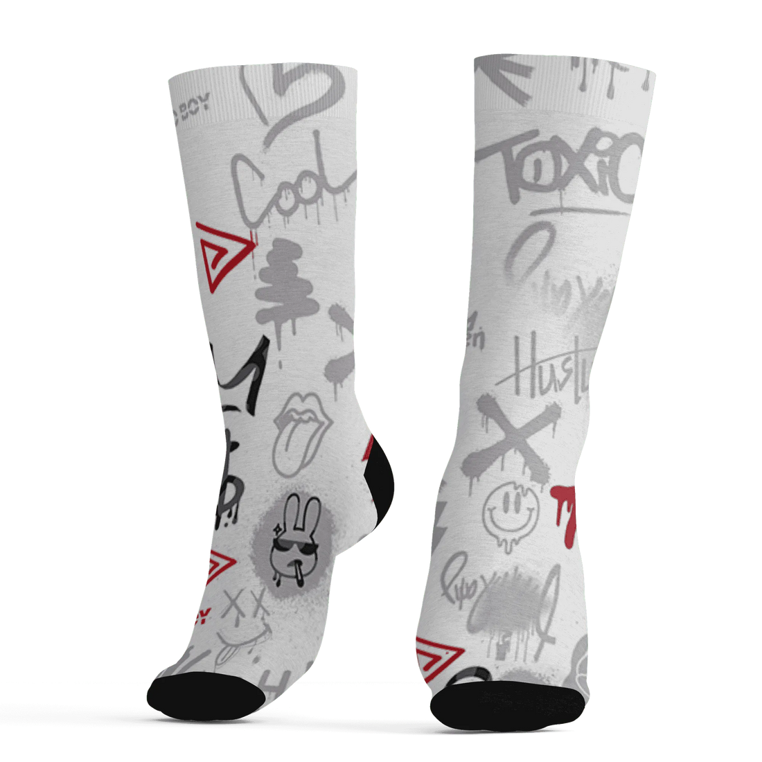 Cement-Grey-3s-Socks-Match-Graffiti-King-3D-Doodle-Style