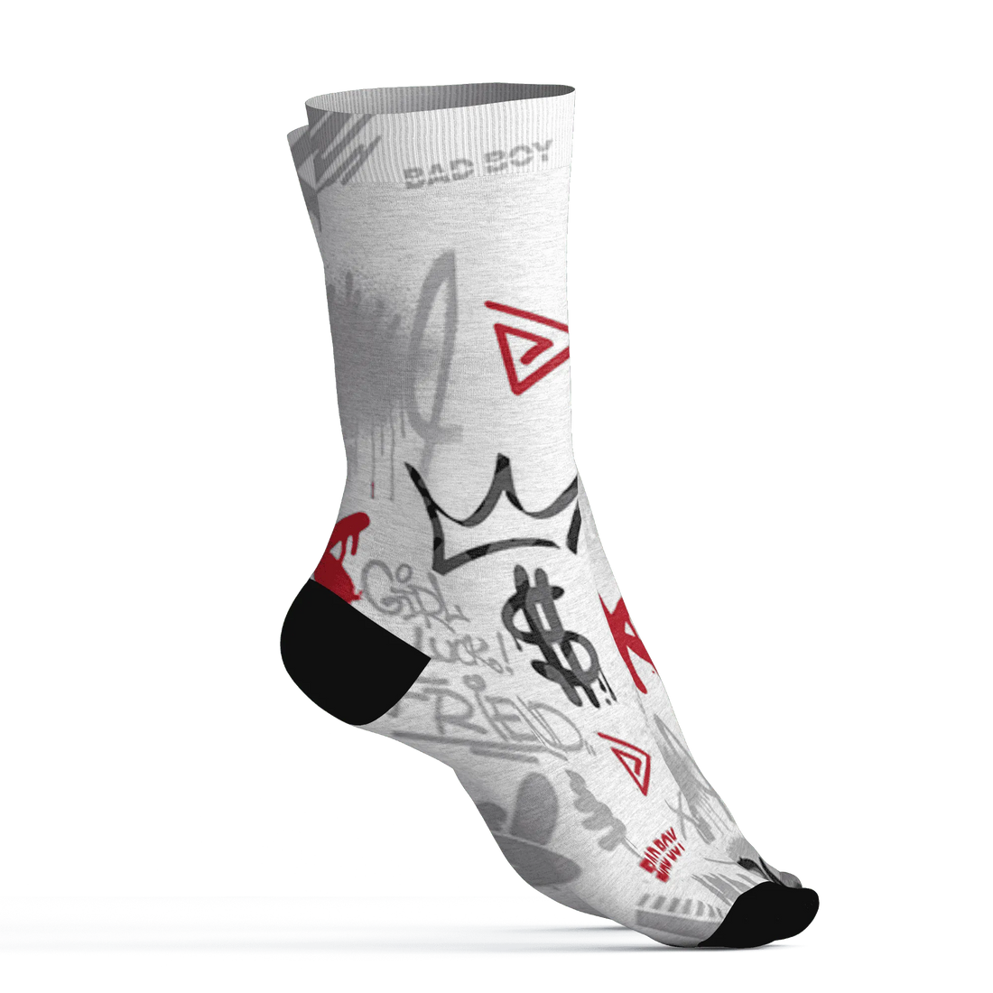 Cement-Grey-3s-Socks-Match-Graffiti-King-3D-Doodle-Style