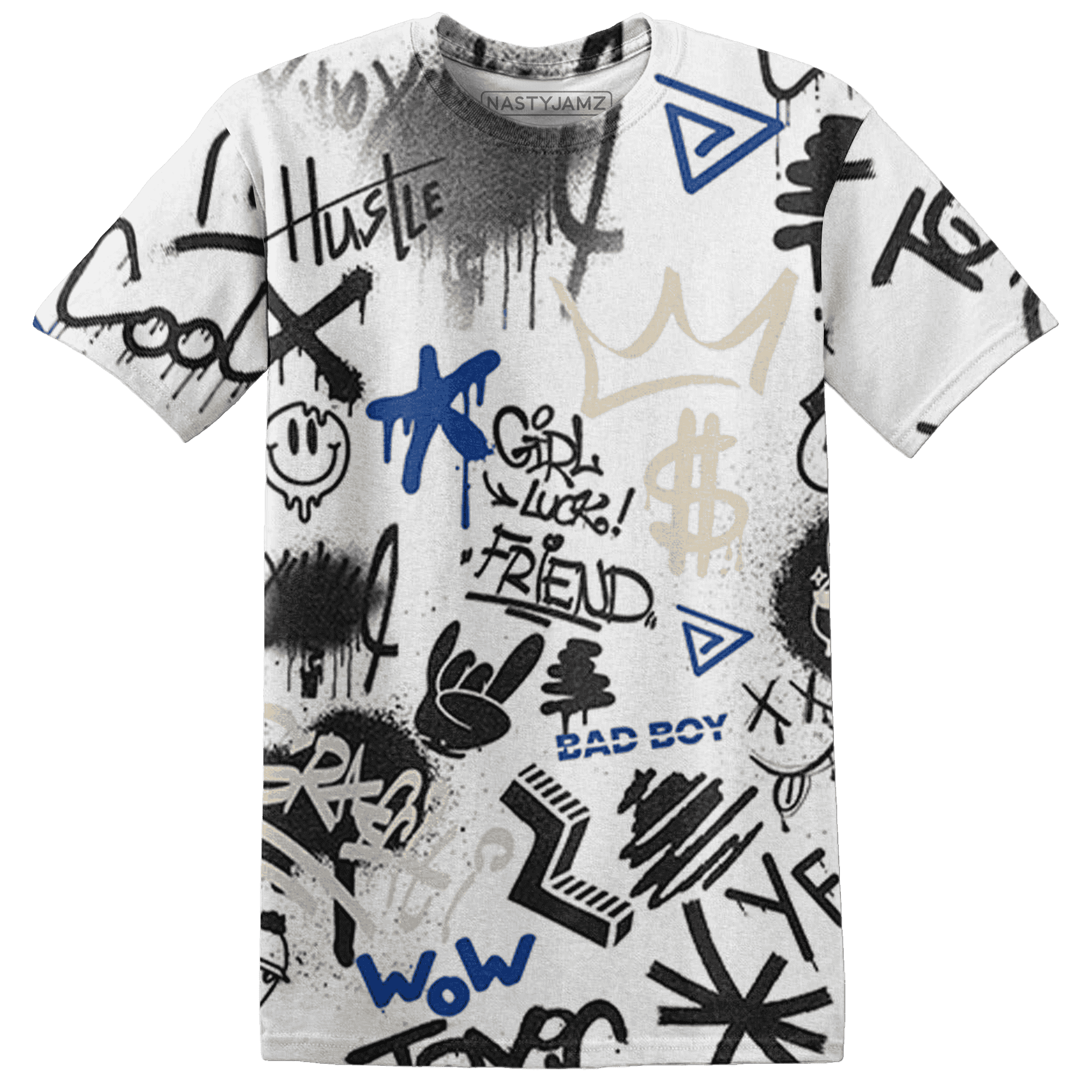 Quaiii 54 3s T Shirt Match Graffiti King 3D All-Over Print Doodle Style - NastyJamz