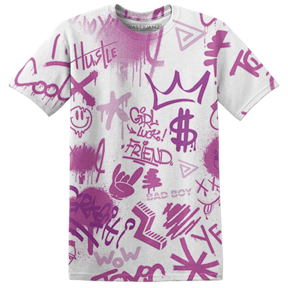 GS Hyper Violet 4s T Shirt Match Graffiti King 3D All-Over Print Doodle Style - NastyJamz