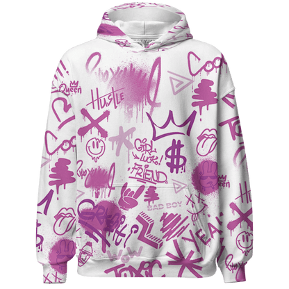 GS Hyper Violet 4s Hoodie Match Graffiti King 3D All-Over Print Doodle Style - NastyJamz