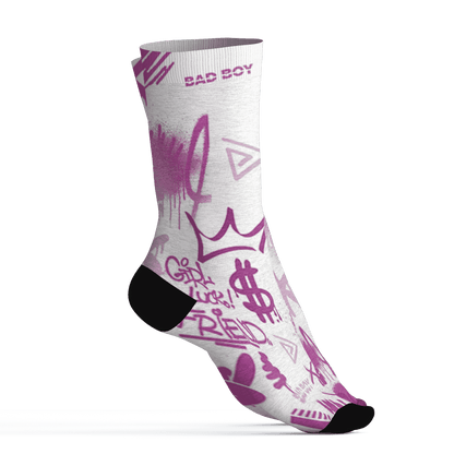 GS Hyper Violet 4s Socks Match Graffiti King 3D All-Over Print Doodle Style - NastyJamz