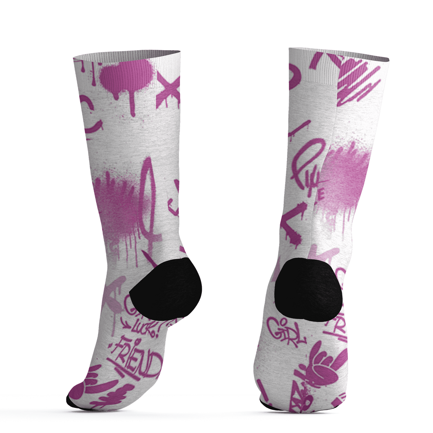 GS Hyper Violet 4s Socks Match Graffiti King 3D All-Over Print Doodle Style - NastyJamz