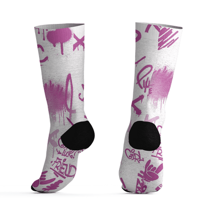GS Hyper Violet 4s Socks Match Graffiti King 3D All-Over Print Doodle Style - NastyJamz