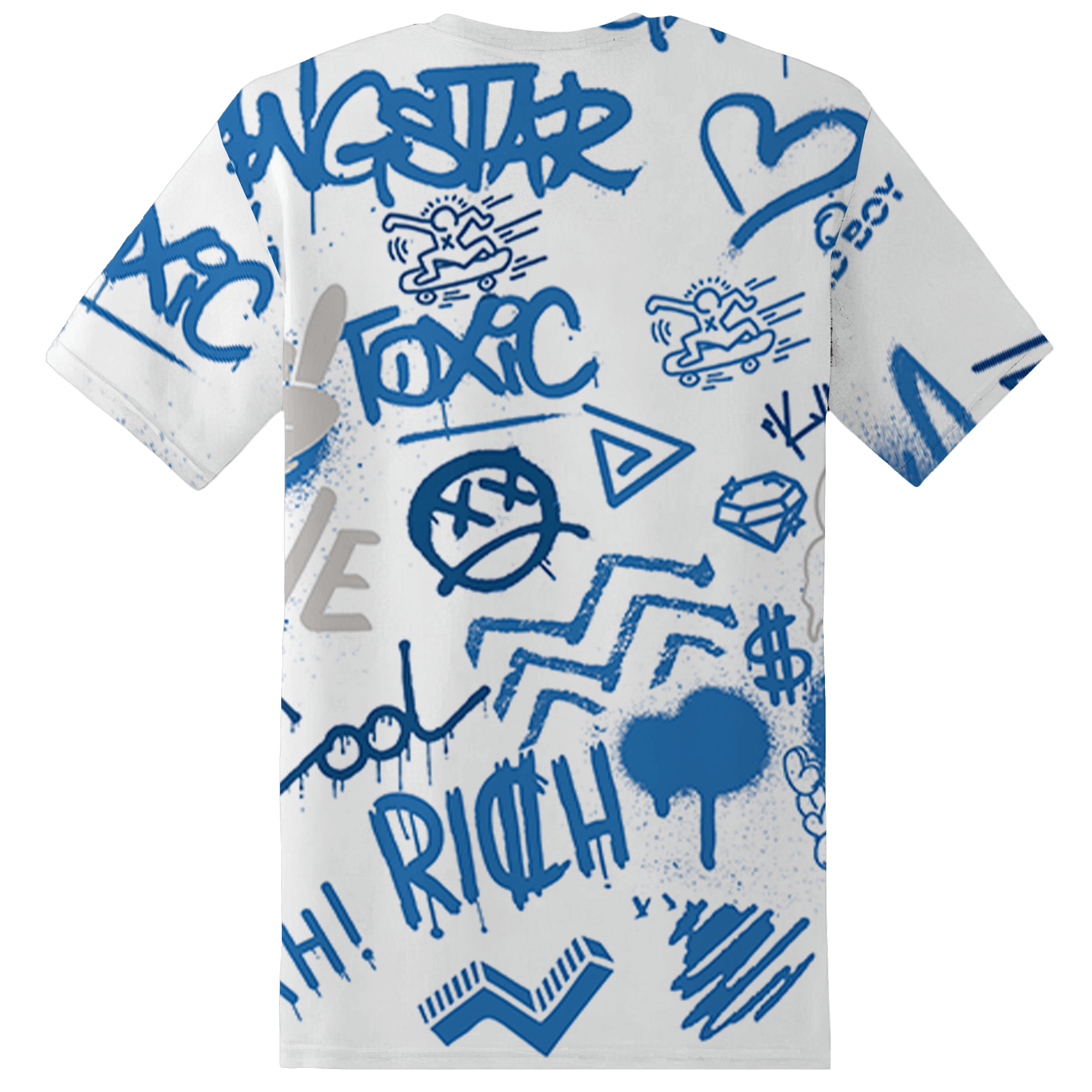 Industrial Blue 4s T Shirt Match Graffiti King 3D All-Over Print Doodle Style - NastyJamz