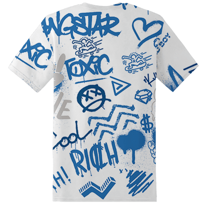 Industrial Blue 4s T Shirt Match Graffiti King 3D All-Over Print Doodle Style - NastyJamz