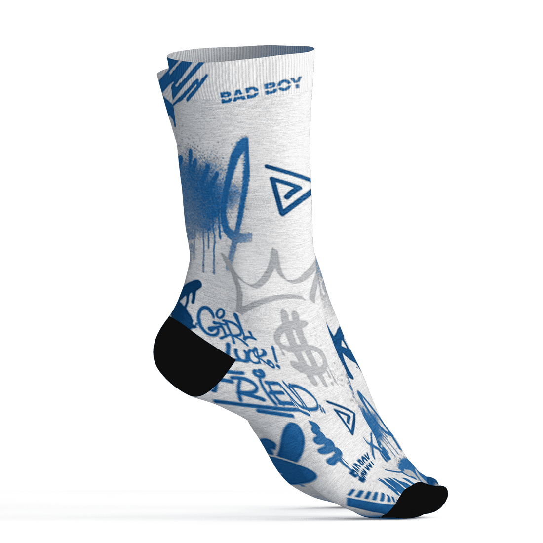 Industrial Blue 4s Socks Match Graffiti King 3D All-Over Print Doodle Style - NastyJamz