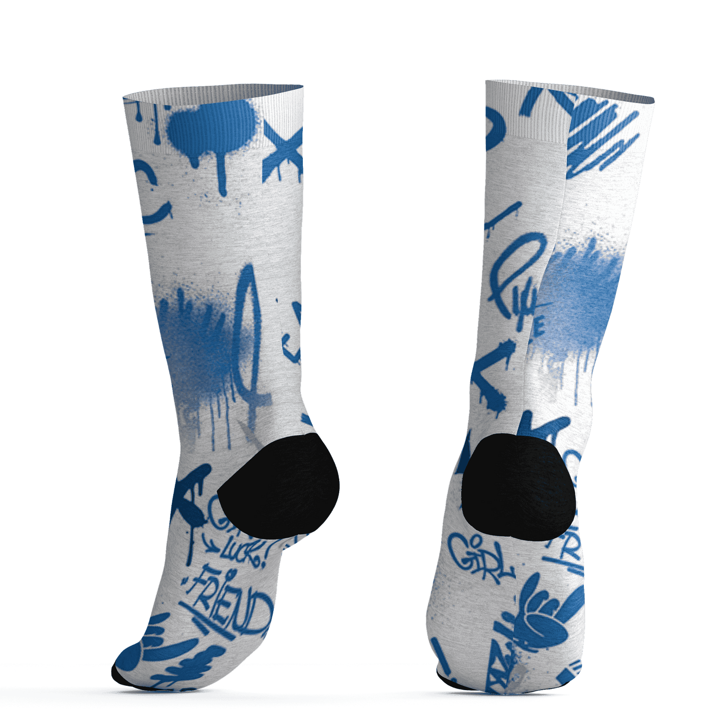 Industrial Blue 4s Socks Match Graffiti King 3D All-Over Print Doodle Style - NastyJamz