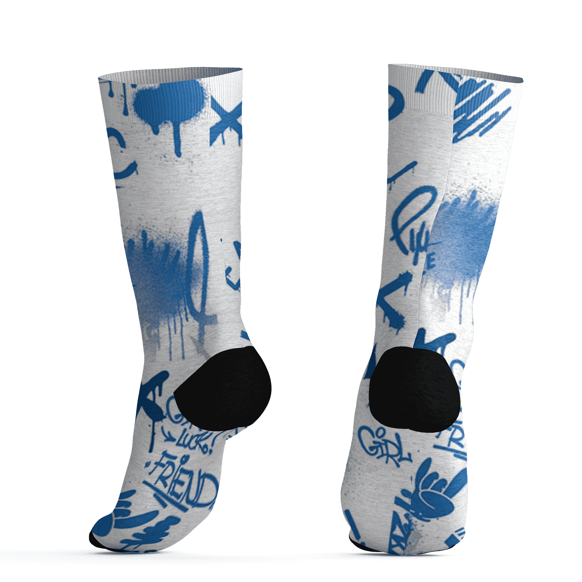 Industrial Blue 4s Socks Match Graffiti King 3D All-Over Print Doodle Style - NastyJamz
