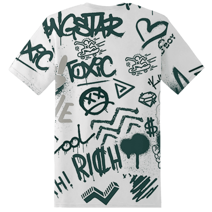 Oxidized Green 4s T Shirt Match Graffiti King 3D All-Over Print Doodle Style - NastyJamz