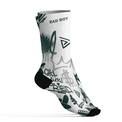 Oxidized Green 4s Socks Match Graffiti King 3D All-Over Print Doodle Style - NastyJamz