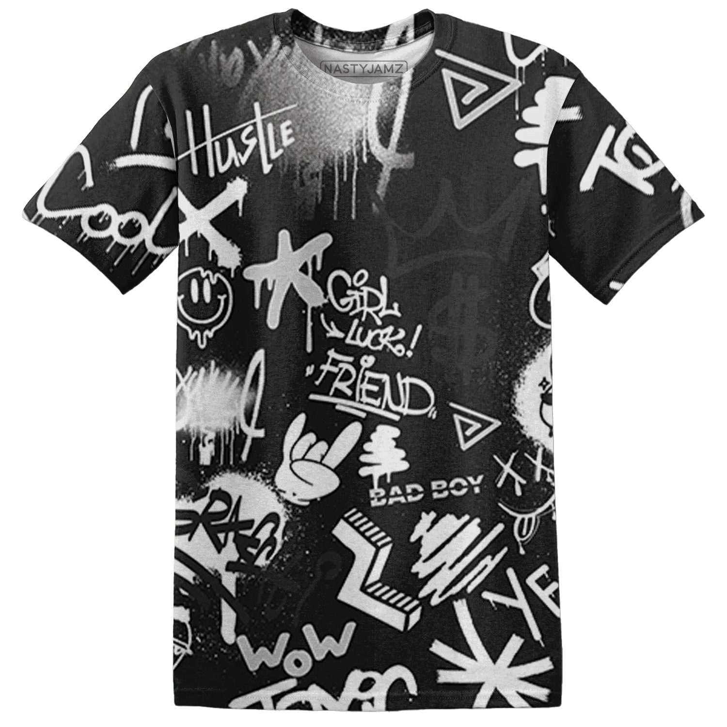 White-Thunder-4s-T-Shirt-Match-Graffiti-King-3D-Doodle-Style