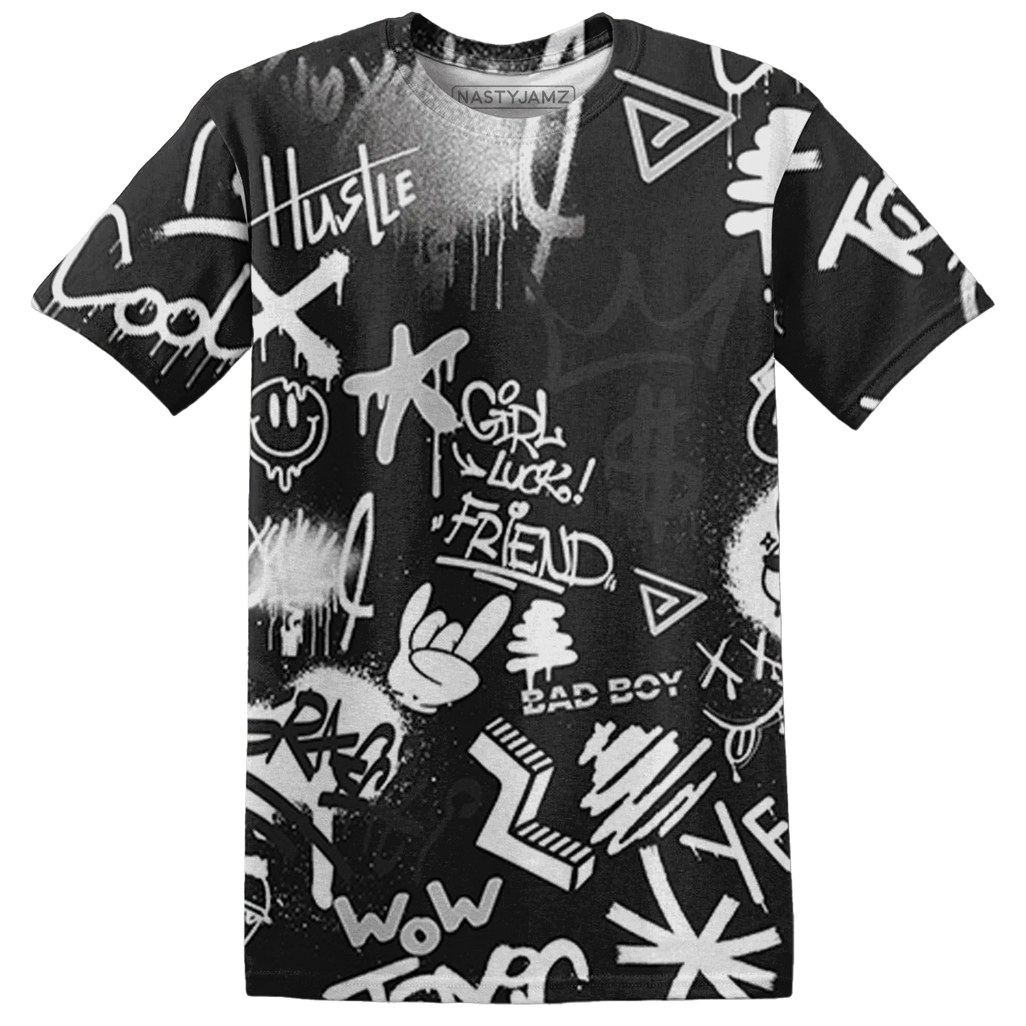 White-Thunder-4s-T-Shirt-Match-Graffiti-King-3D-Doodle-Style