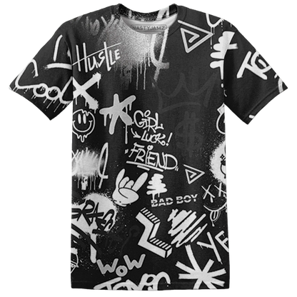 White-Thunder-4s-T-Shirt-Match-Graffiti-King-3D-Doodle-Style