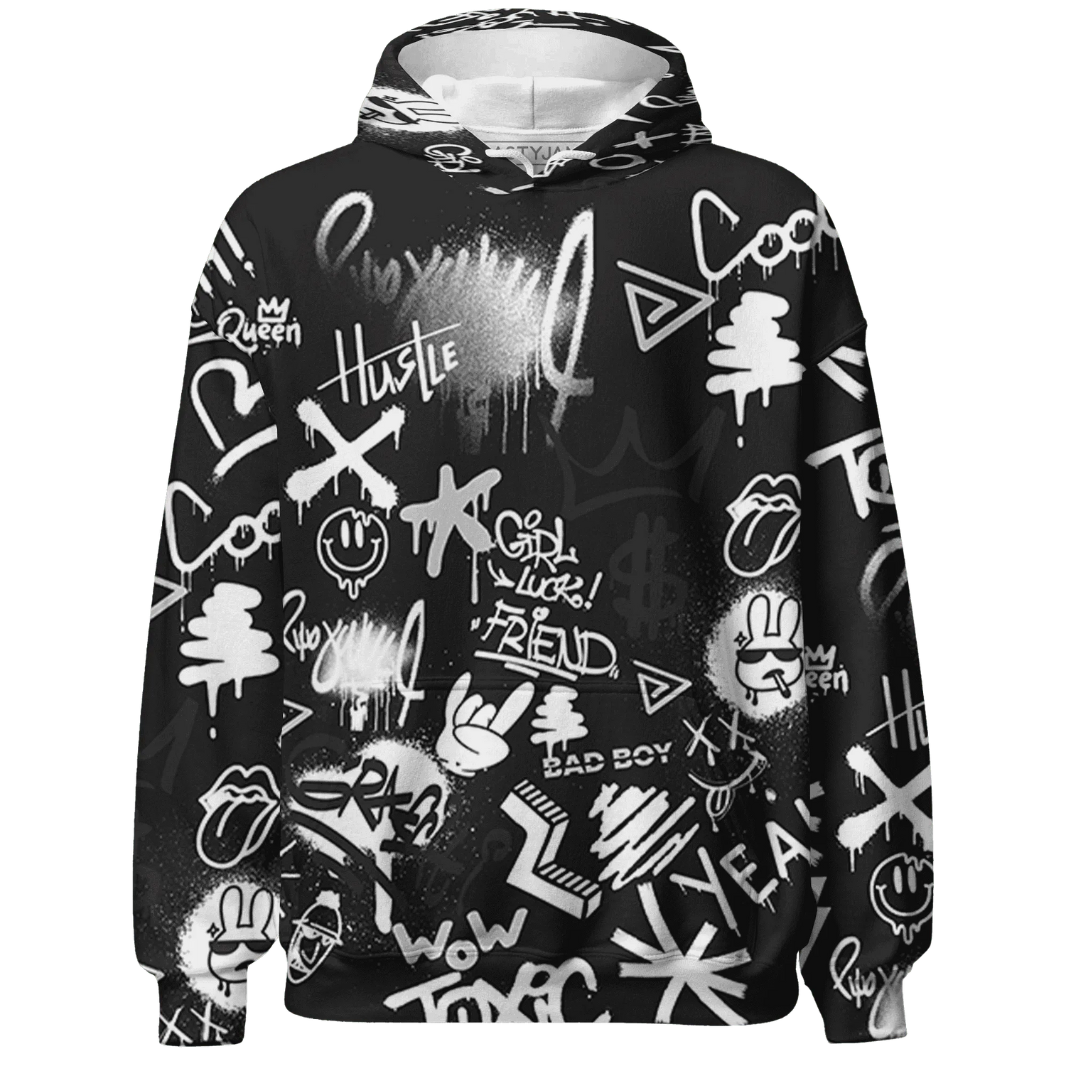 White-Thunder-4s-Hoodie-Match-Graffiti-King-3D-Doodle-Style