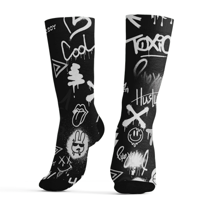 White-Thunder-4s-Socks-Match-Graffiti-King-3D-Doodle-Style