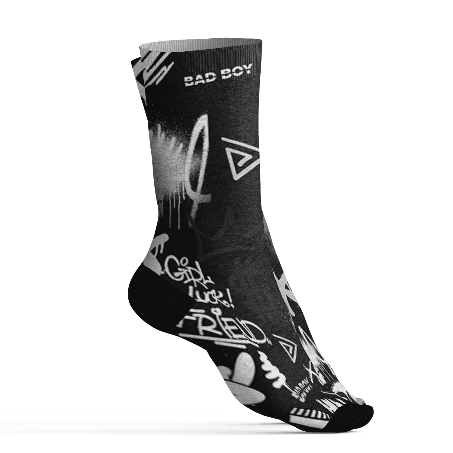 White-Thunder-4s-Socks-Match-Graffiti-King-3D-Doodle-Style