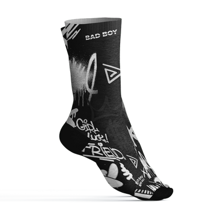 White-Thunder-4s-Socks-Match-Graffiti-King-3D-Doodle-Style