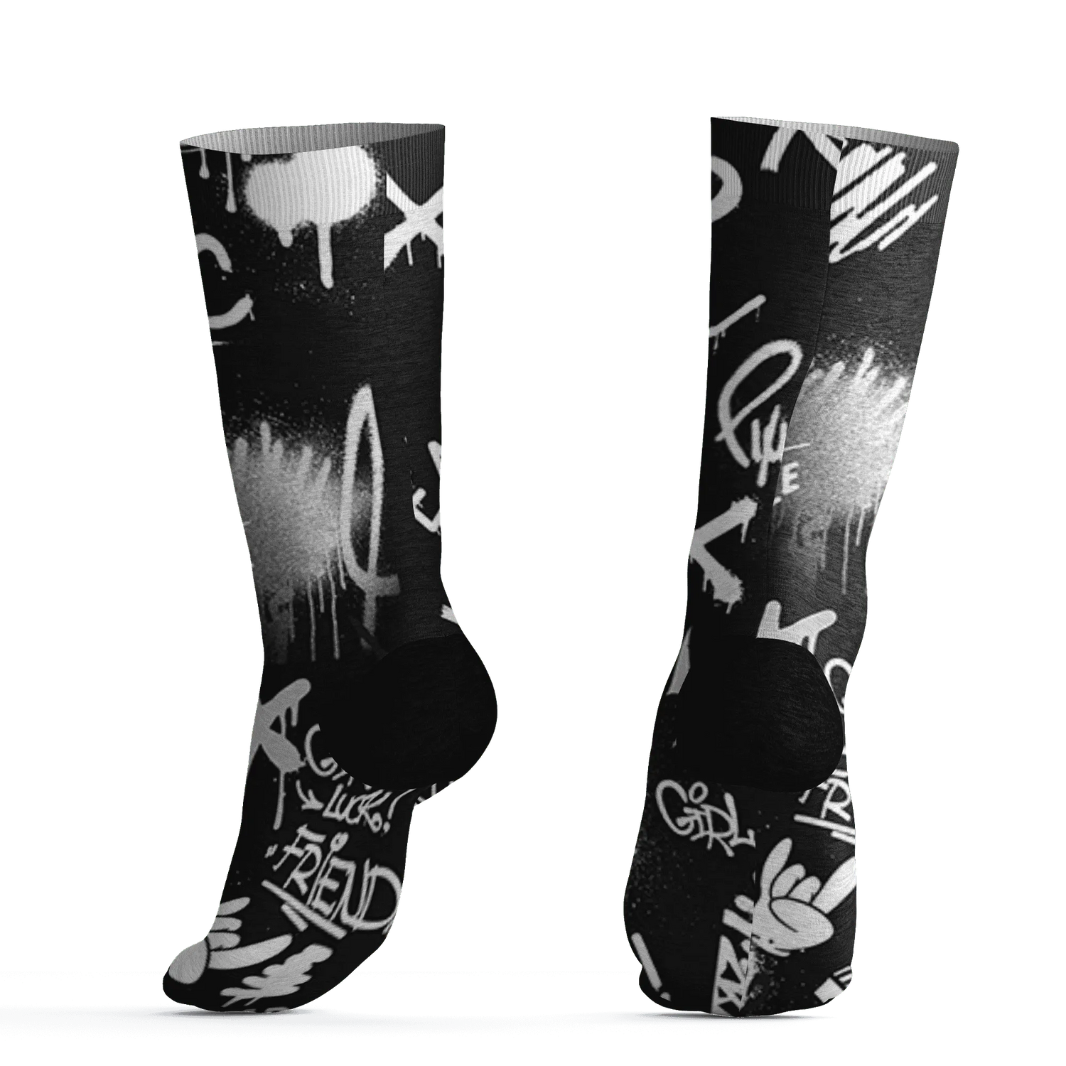 White-Thunder-4s-Socks-Match-Graffiti-King-3D-Doodle-Style