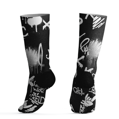 White-Thunder-4s-Socks-Match-Graffiti-King-3D-Doodle-Style