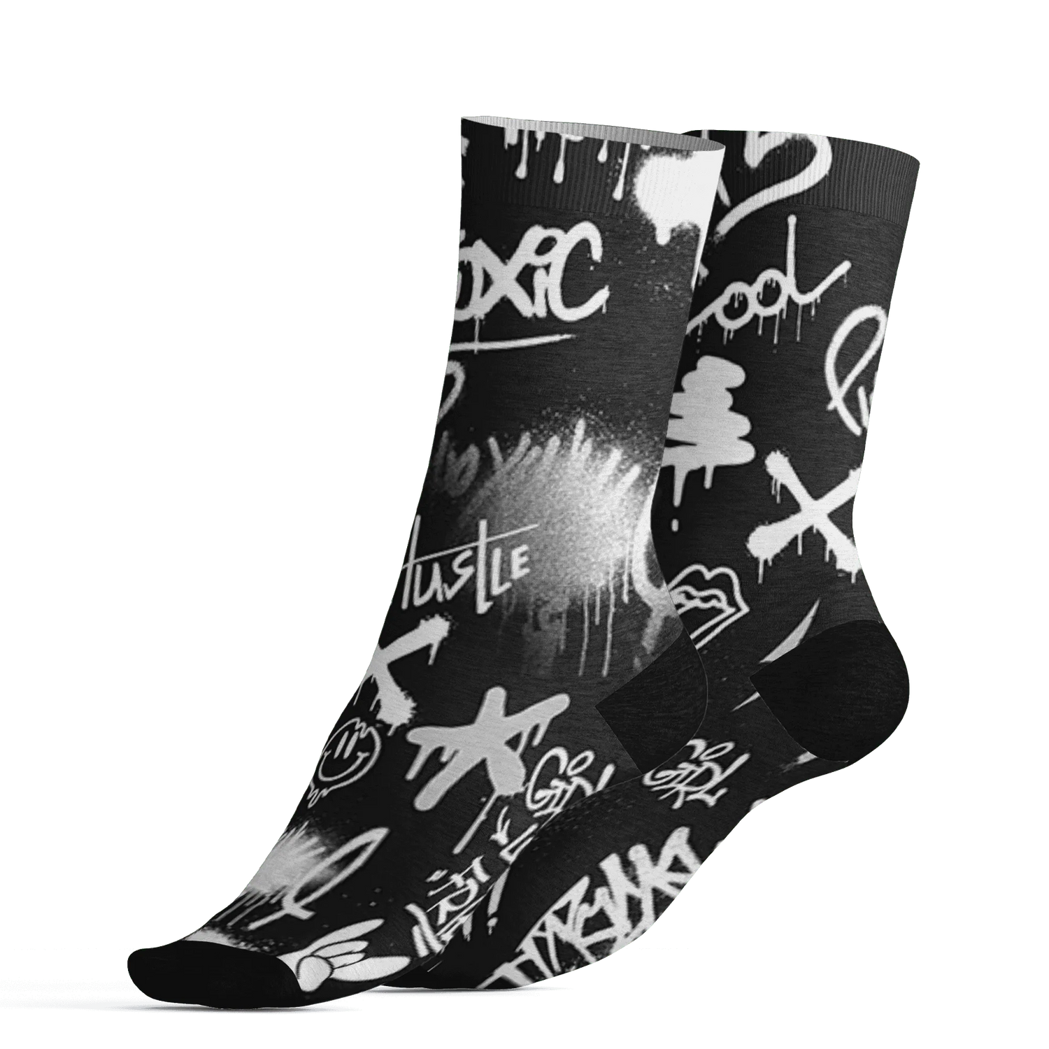 White-Thunder-4s-Socks-Match-Graffiti-King-3D-Doodle-Style