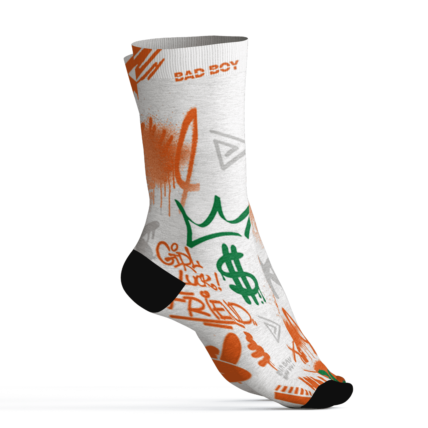 AJ 5 MAM Hurricanes Socks Match Graffiti King 3D All-Over Print Doodle Style - NastyJamz