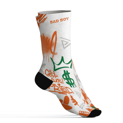 AJ 5 MAM Hurricanes Socks Match Graffiti King 3D All-Over Print Doodle Style - NastyJamz