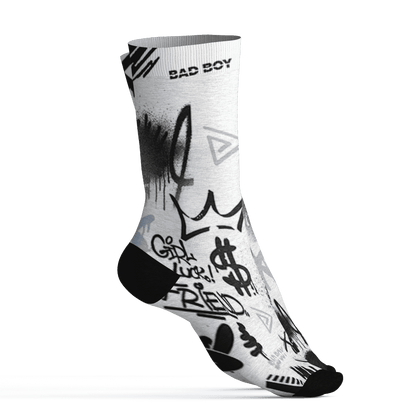 AJ 6 Reverse Oreo Socks Match Graffiti King 3D All-Over Print Doodle Style - NastyJamz