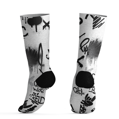 AJ 6 Reverse Oreo Socks Match Graffiti King 3D All-Over Print Doodle Style - NastyJamz