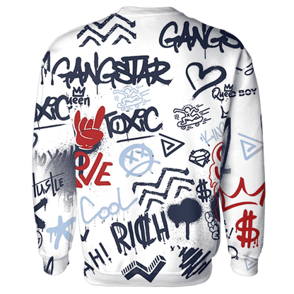 White-Navy-6s-Sweatshirt-Match-Graffiti-King-3D-Doodle-Style
