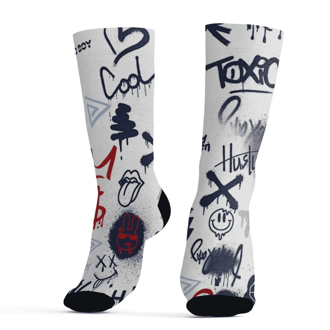 White-Navy-6s-Socks-Match-Graffiti-King-3D-Doodle-Style