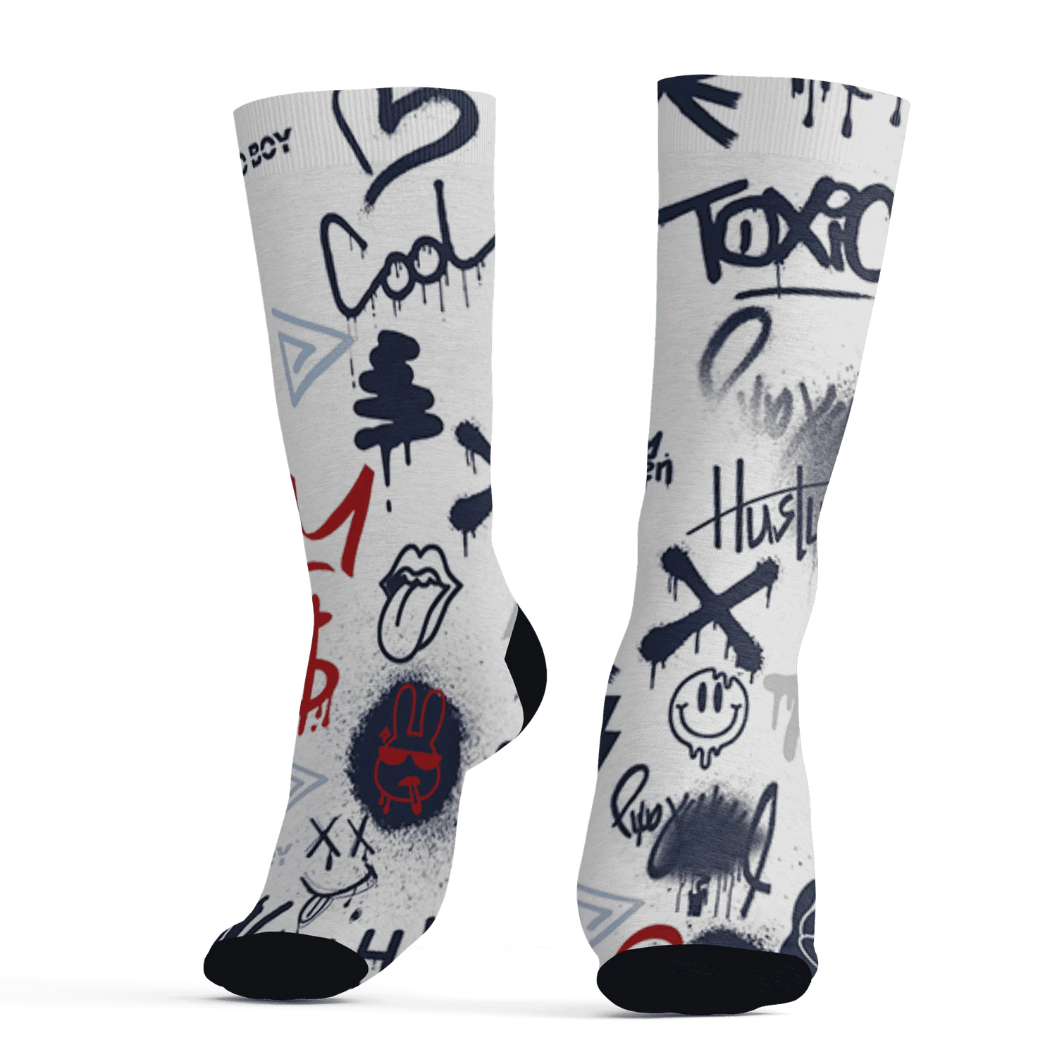 White-Navy-6s-Socks-Match-Graffiti-King-3D-Doodle-Style