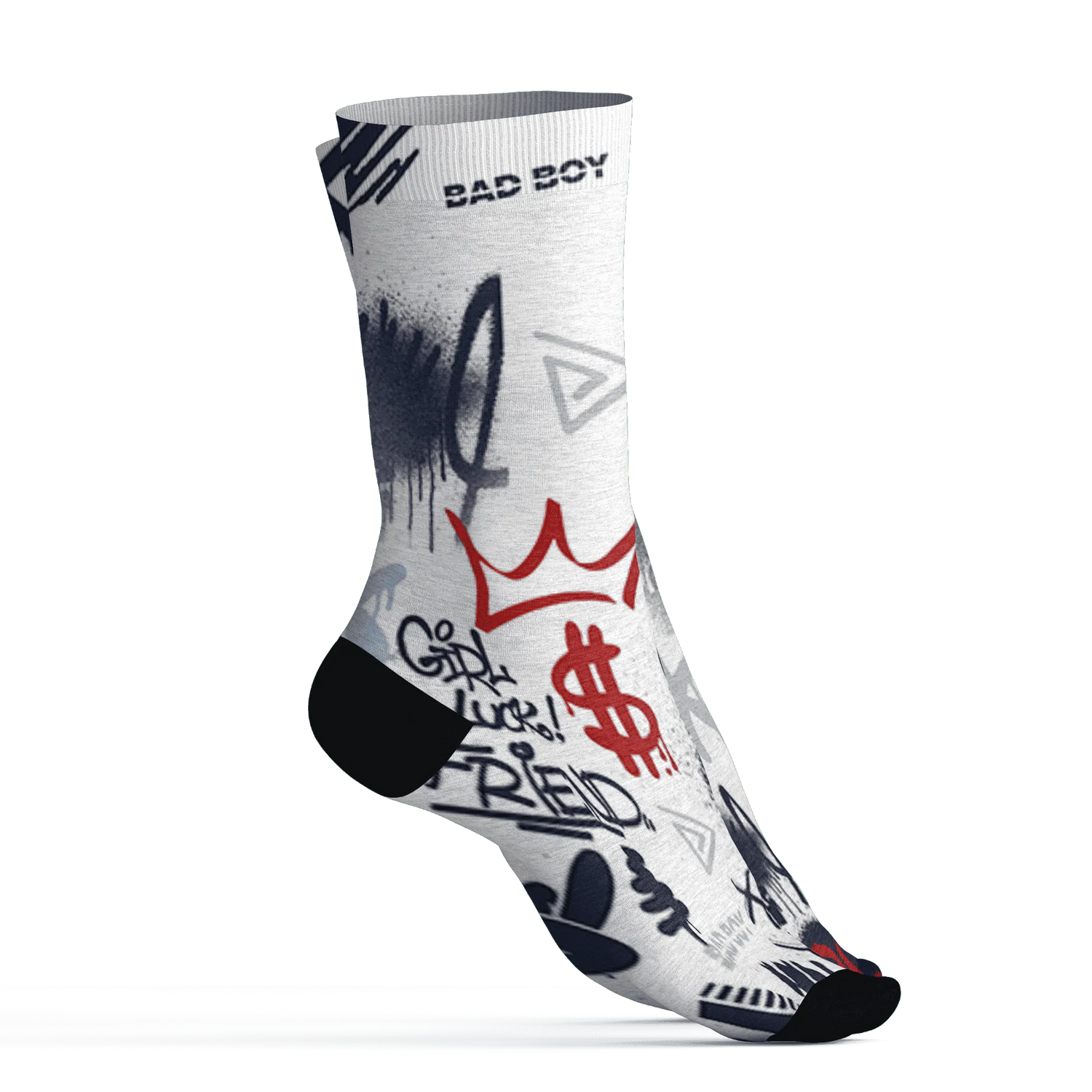 White-Navy-6s-Socks-Match-Graffiti-King-3D-Doodle-Style