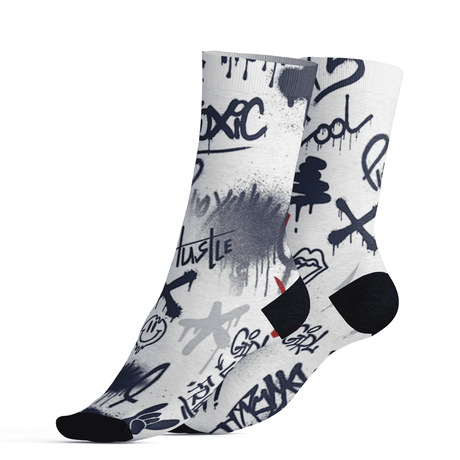 White-Navy-6s-Socks-Match-Graffiti-King-3D-Doodle-Style