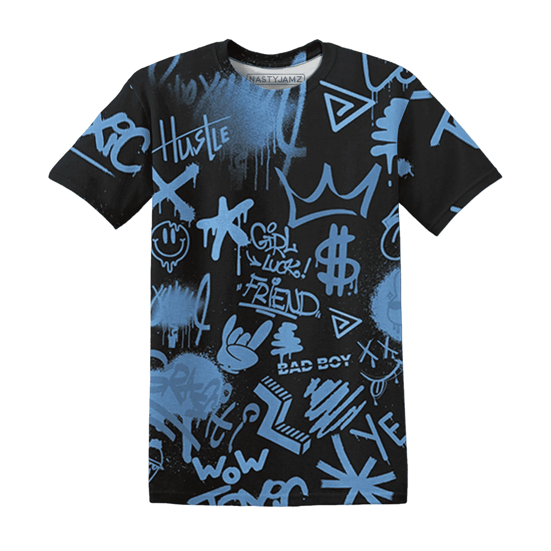 AM-Plus-Black-Univercitii-Blue-T-Shirt-Match-Graffiti-King-3D-Doodle-Style