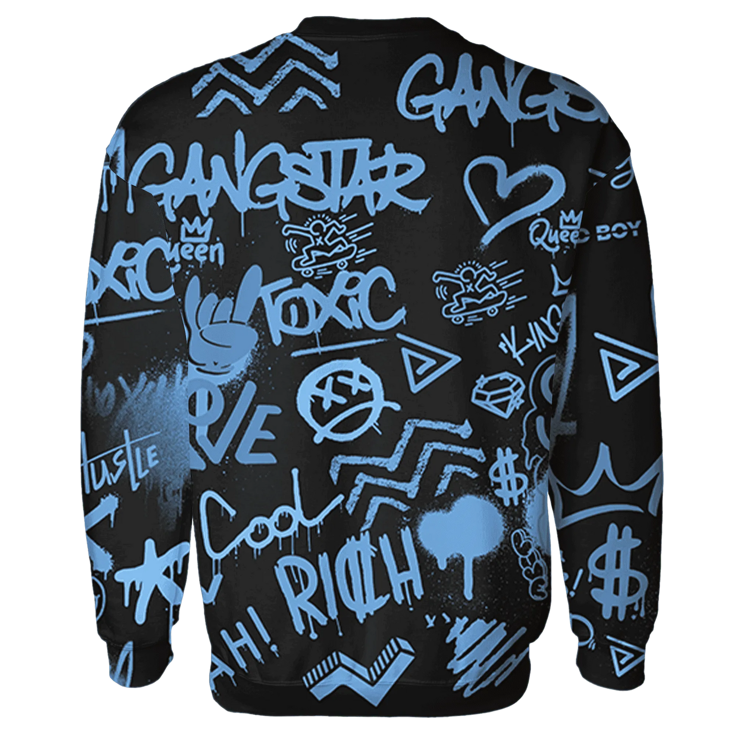 AM-Plus-Black-Univercitii-Blue-Sweatshirt-Match-Graffiti-King-3D-Doodle-Style