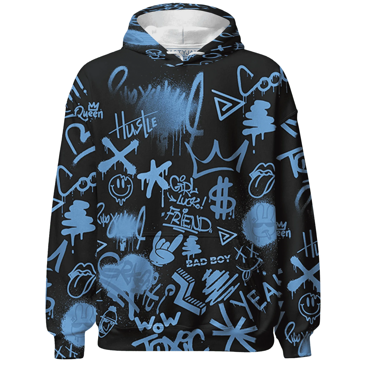 AM-Plus-Black-Univercitii-Blue-Hoodie-Match-Graffiti-King-3D-Doodle-Style