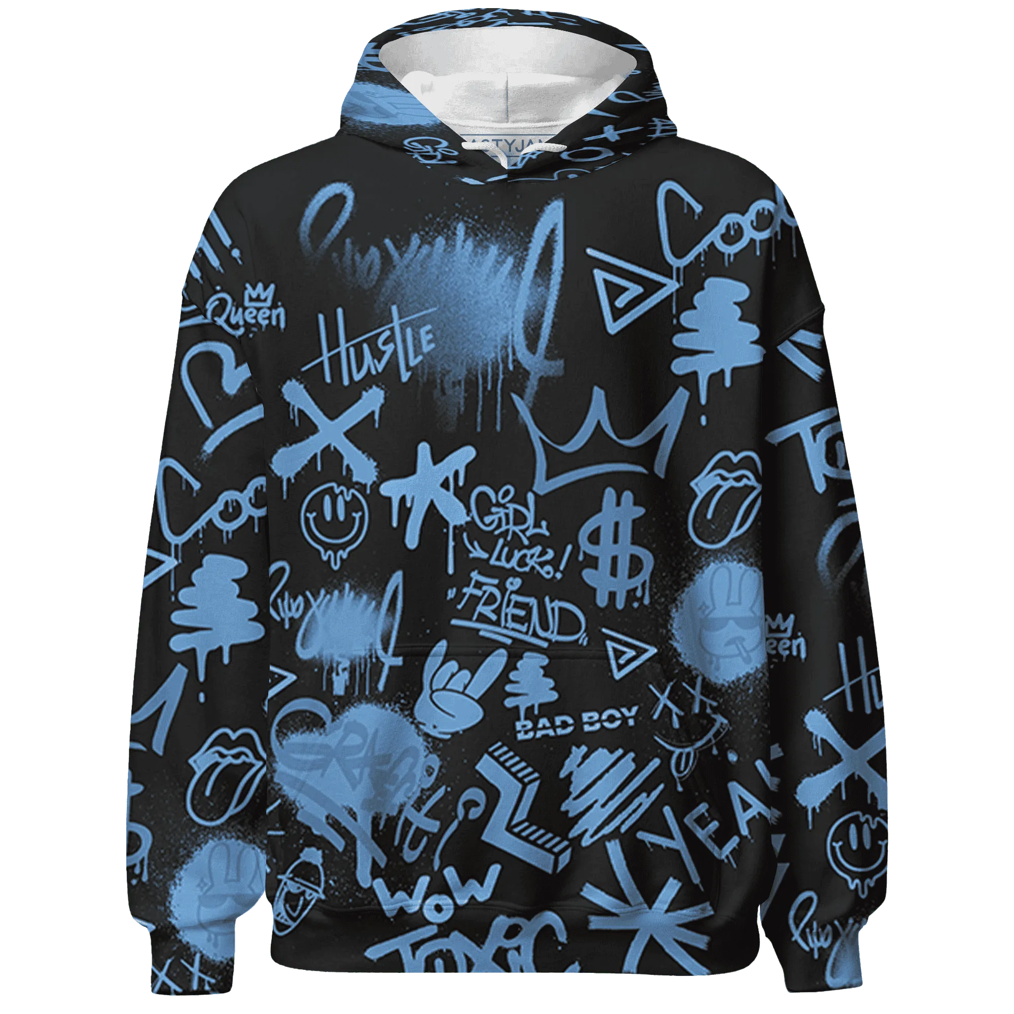AM-Plus-Black-Univercitii-Blue-Hoodie-Match-Graffiti-King-3D-Doodle-Style